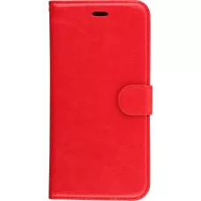 Fourre iPhone 17e / 16e - Premium Flip cuir lisse porte-cartes - Rouge