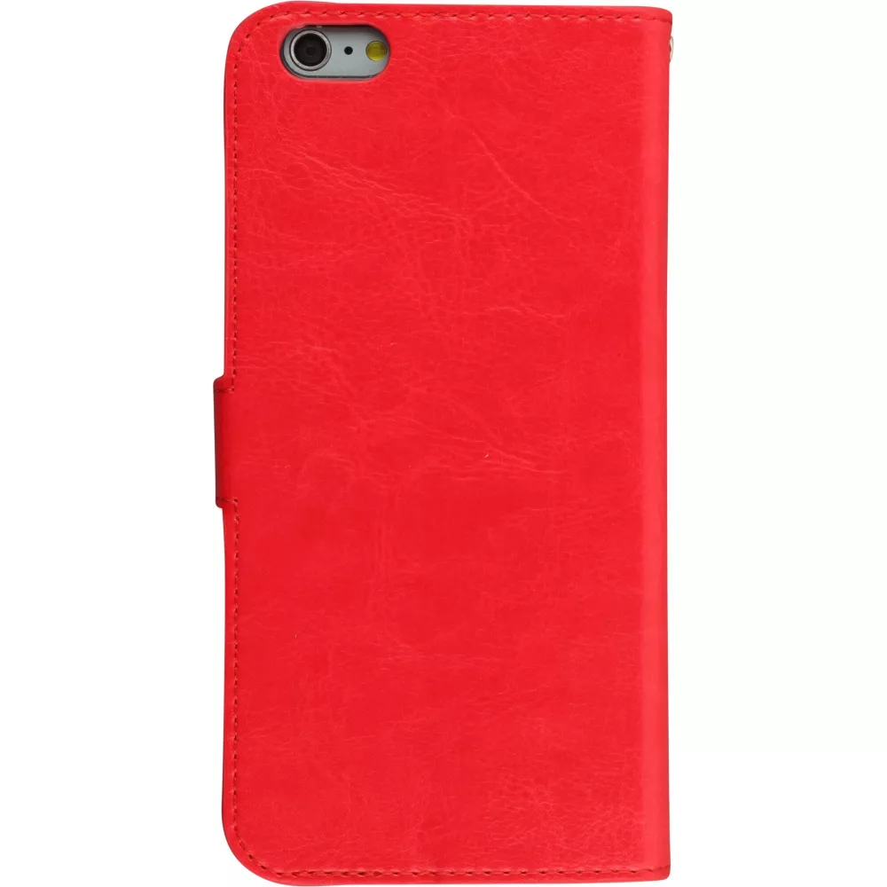 Fourre iPhone 17e / 16e - Premium Flip cuir lisse porte-cartes - Rouge