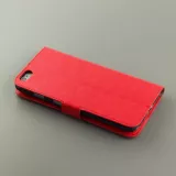 Fourre iPhone 17e / 16e - Premium Flip cuir lisse porte-cartes - Rouge