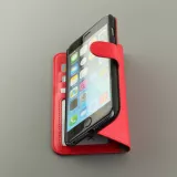 Fourre iPhone 17e / 16e - Premium Flip cuir lisse porte-cartes - Rouge