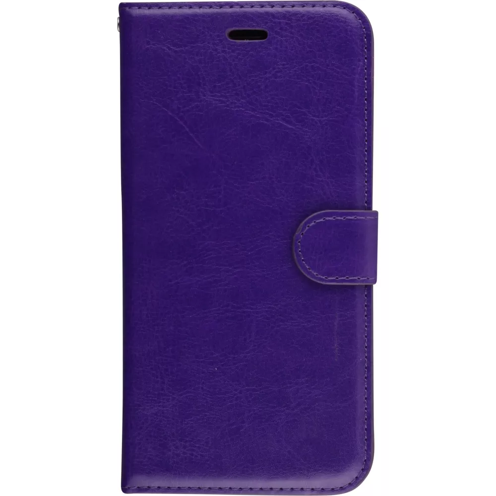 Fourre iPhone 17e / 16e - Premium Flip cuir lisse porte-cartes - Violet