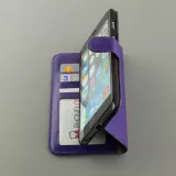Fourre iPhone 17e / 16e - Premium Flip cuir lisse porte-cartes - Violet
