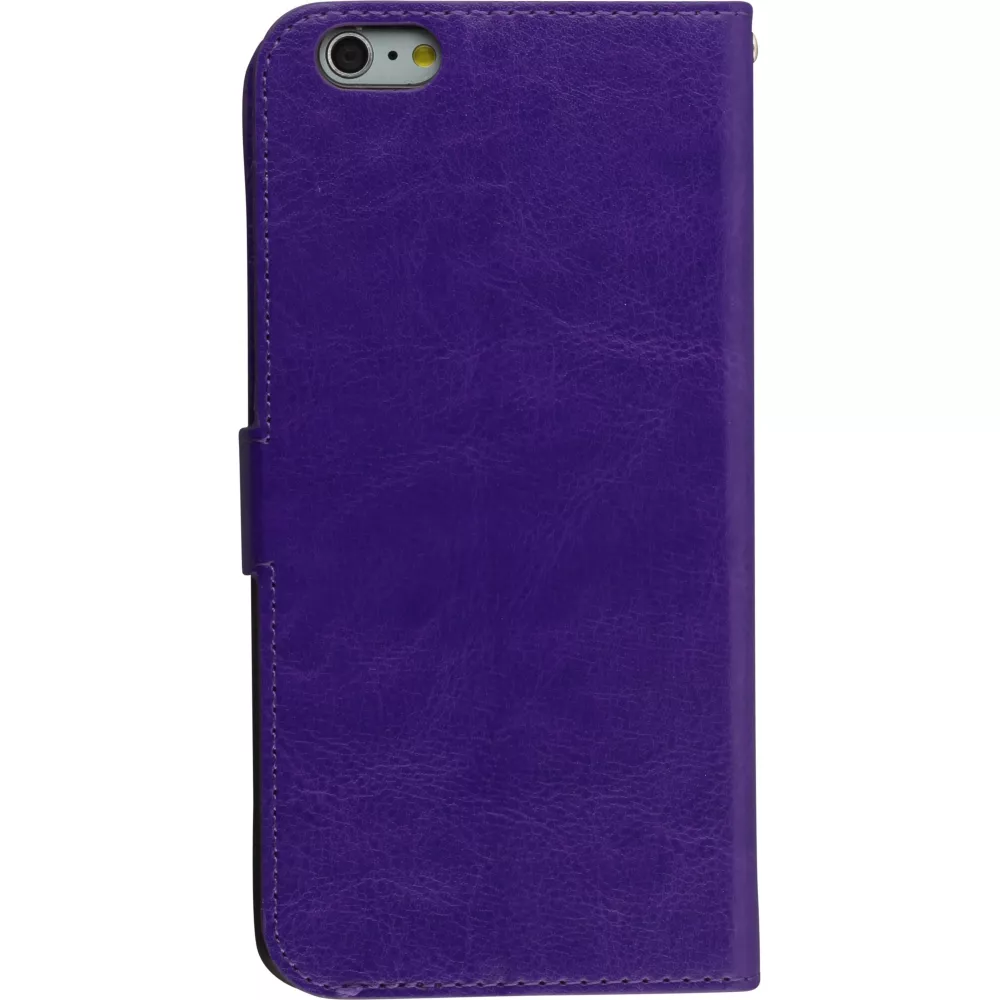 Fourre iPhone 17e / 16e - Premium Flip cuir lisse porte-cartes - Violet