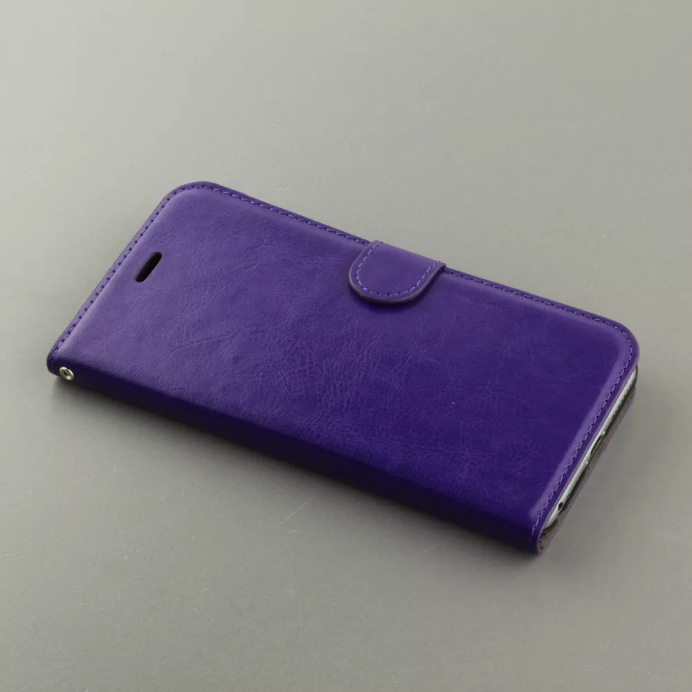 Fourre iPhone 17e / 16e - Premium Flip cuir lisse porte-cartes - Violet