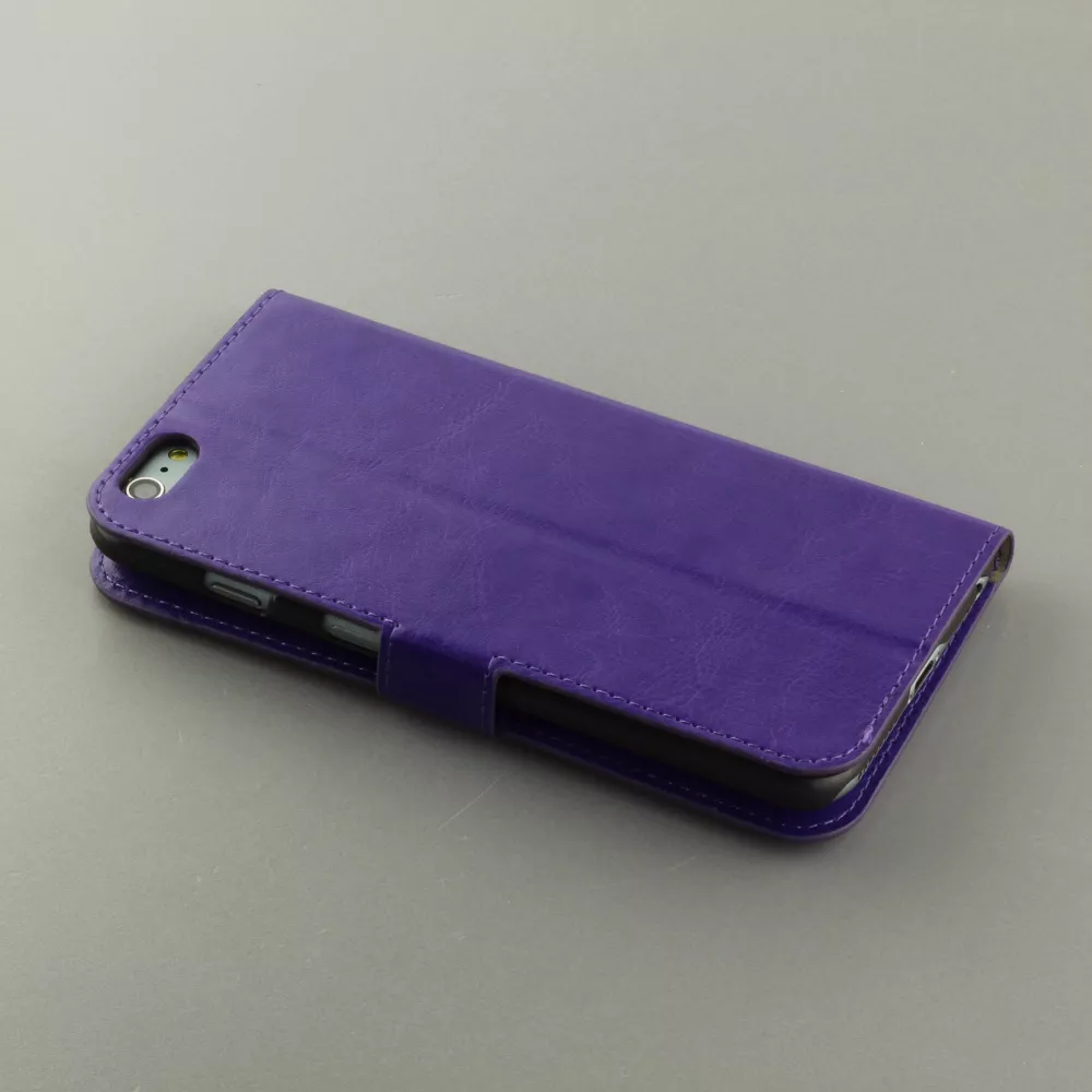 Fourre iPhone 17e / 16e - Premium Flip cuir lisse porte-cartes - Violet