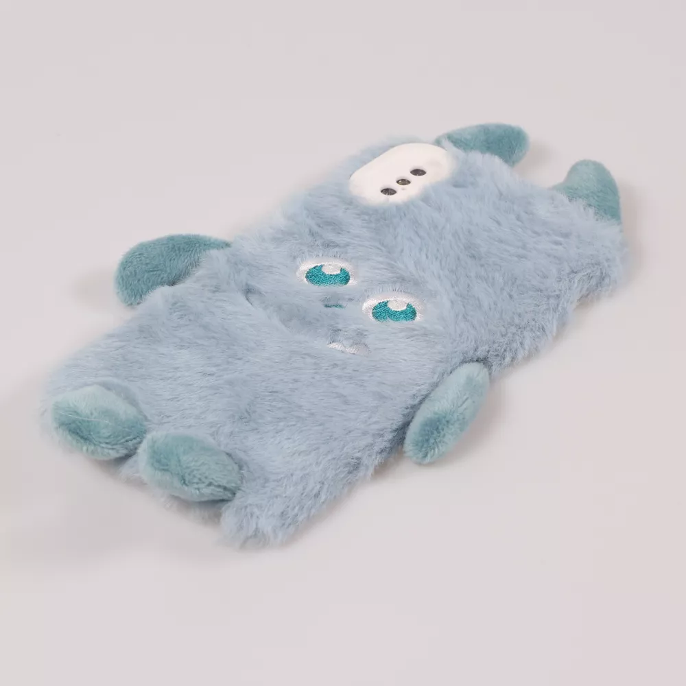 Fourre iPhone Xs Max - Fluffy Monstre en peluche douce - Bleu clair