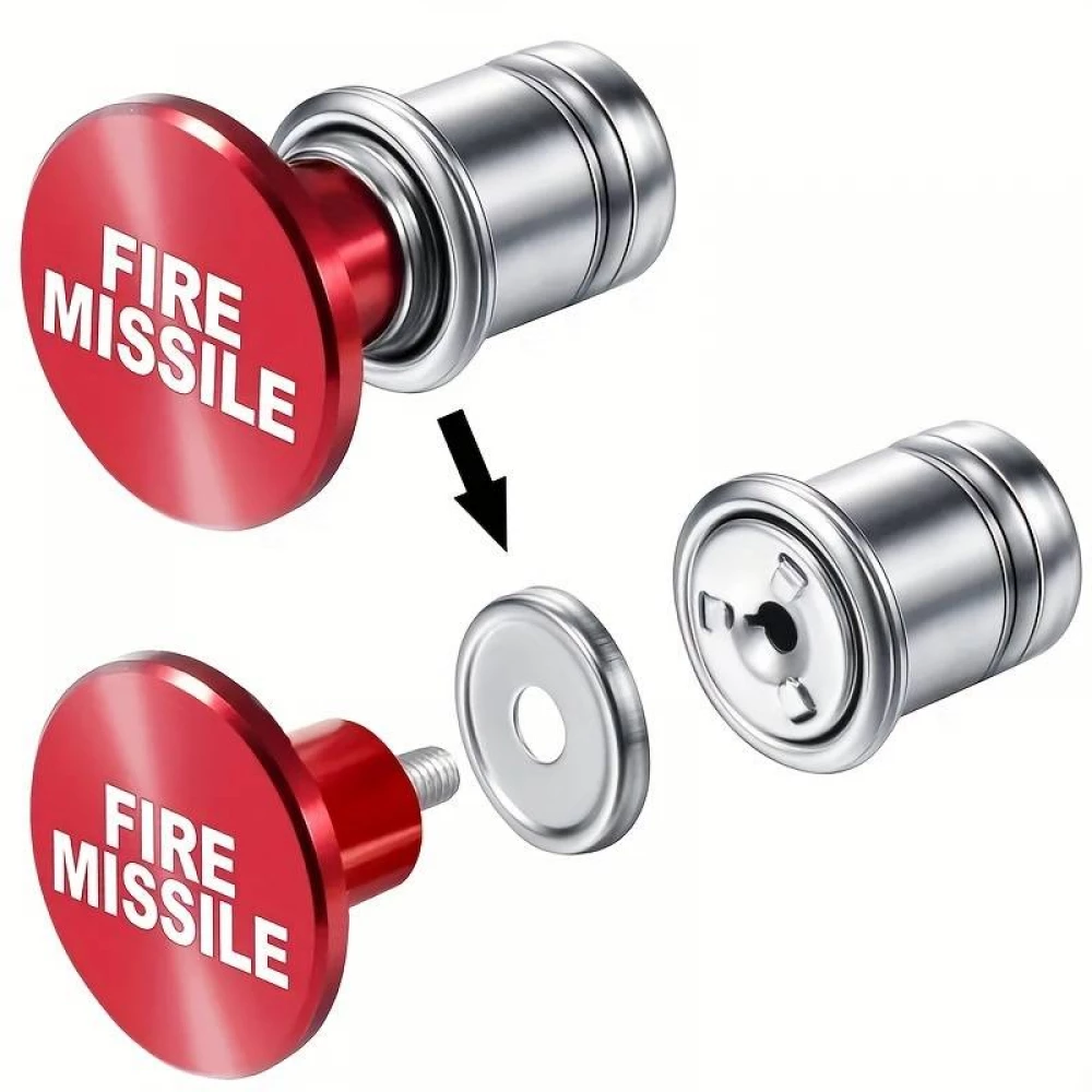 Fun Knopf Ersatz Universal Zigarrenanzünder 12V FIRE MISSILE lustige Dekoration Autoinnenraum - Rot