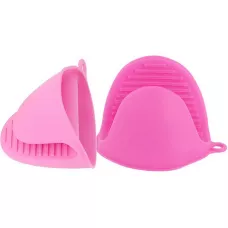 Hitzebeständige Silikon Schutz Handschuhe Universalgrösse für Bachofen - Rosa