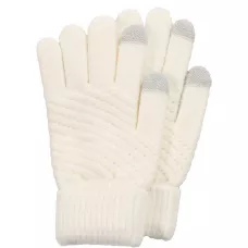 Gants tactiles d'hiver en tricot pour femme avec compatibilité avec les écrans de smartphones et tablettes - Blanc