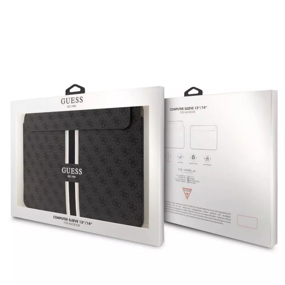 Guess Logo Stripes Housse pour Laptop et MacBook 13" & 14" - Noir