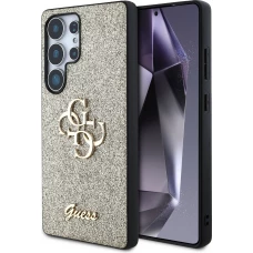 Galaxy S25 Ultra Case H&uuml;lle - Guess Metall-Logo 4G Glitzer Strass - Gold
