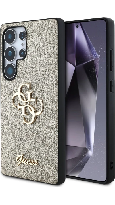 Coque Samsung Galaxy S25 Ultra - Guess m&eacute;tal logo 4G glitter strass - Or