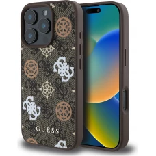 Coque iPhone 16 Pro Max - Guess monogramme Peony avec MagSafe - Brun