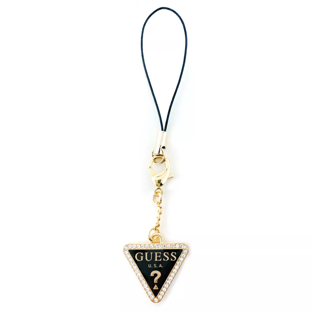Guess Schmuckanhänger Telefonschmuck dekorativ mit Strasssteinen - Schwarz / gold