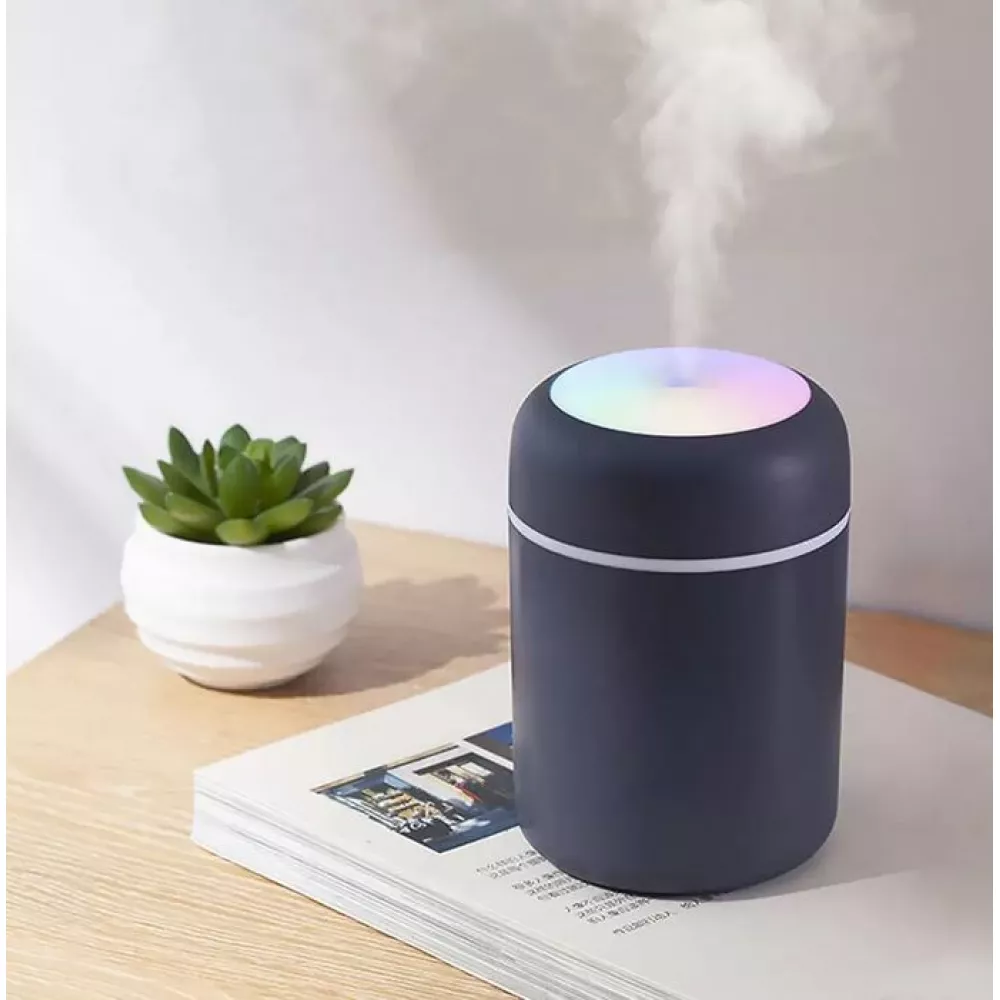Humidificateur H2O d'air compact avec lumière LED multicolore - Noir