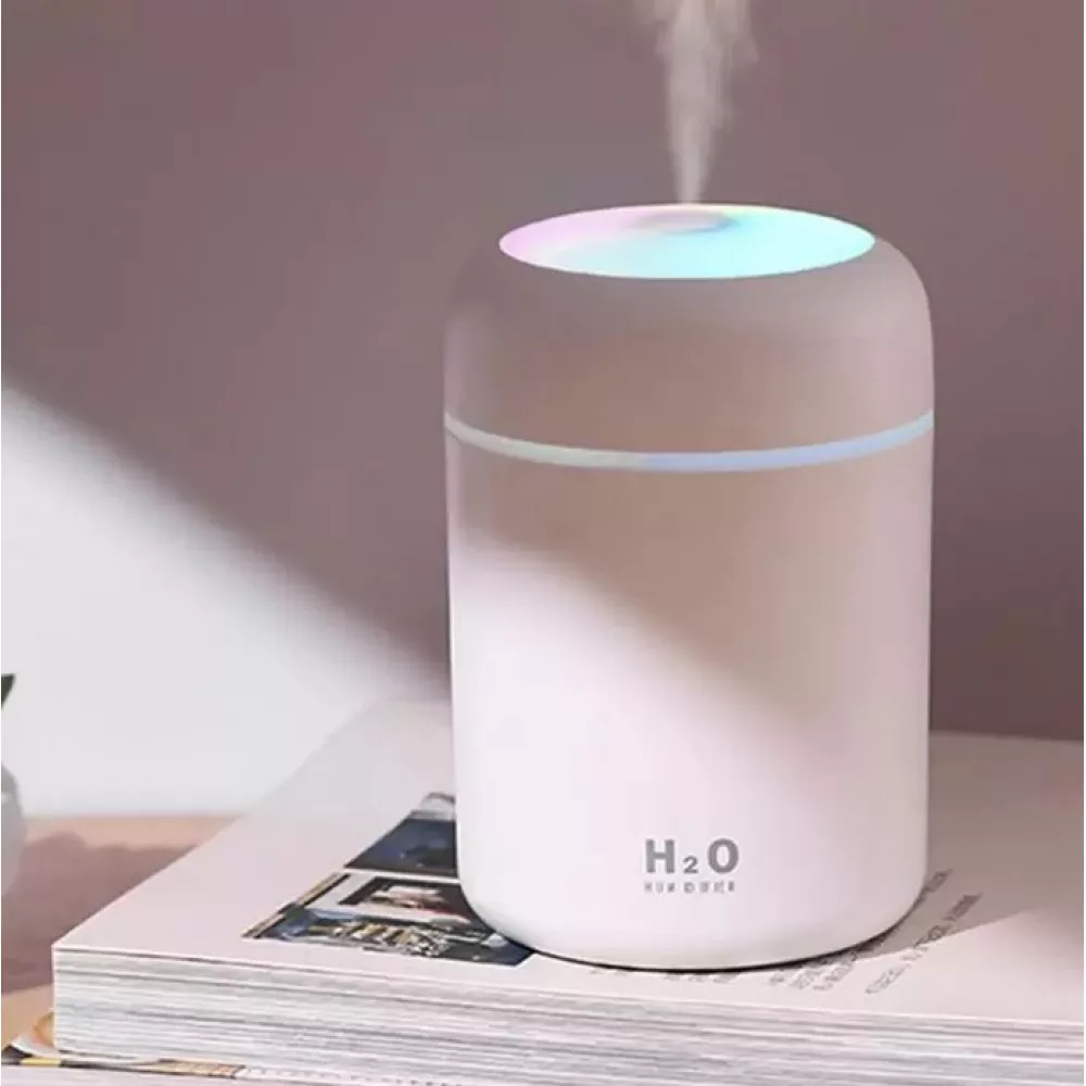 Humidificateur H2O d'air portable et compact avec lumière LED multicolore - Rose