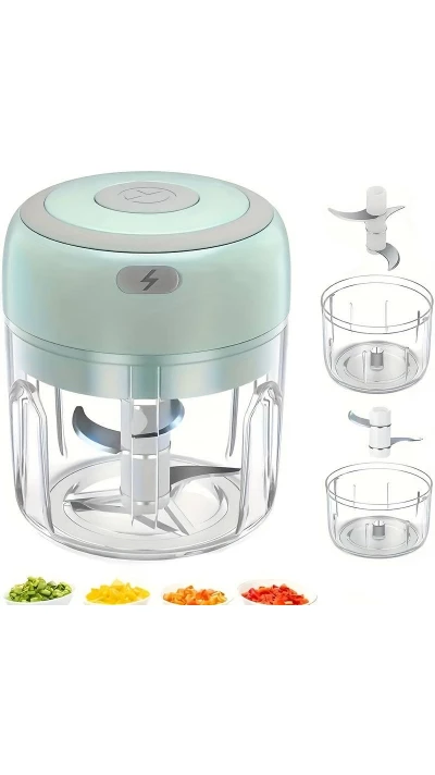 Hachoir électrique mini 250ml USB robuste et durable - broyeur de viande et légumes - Vert