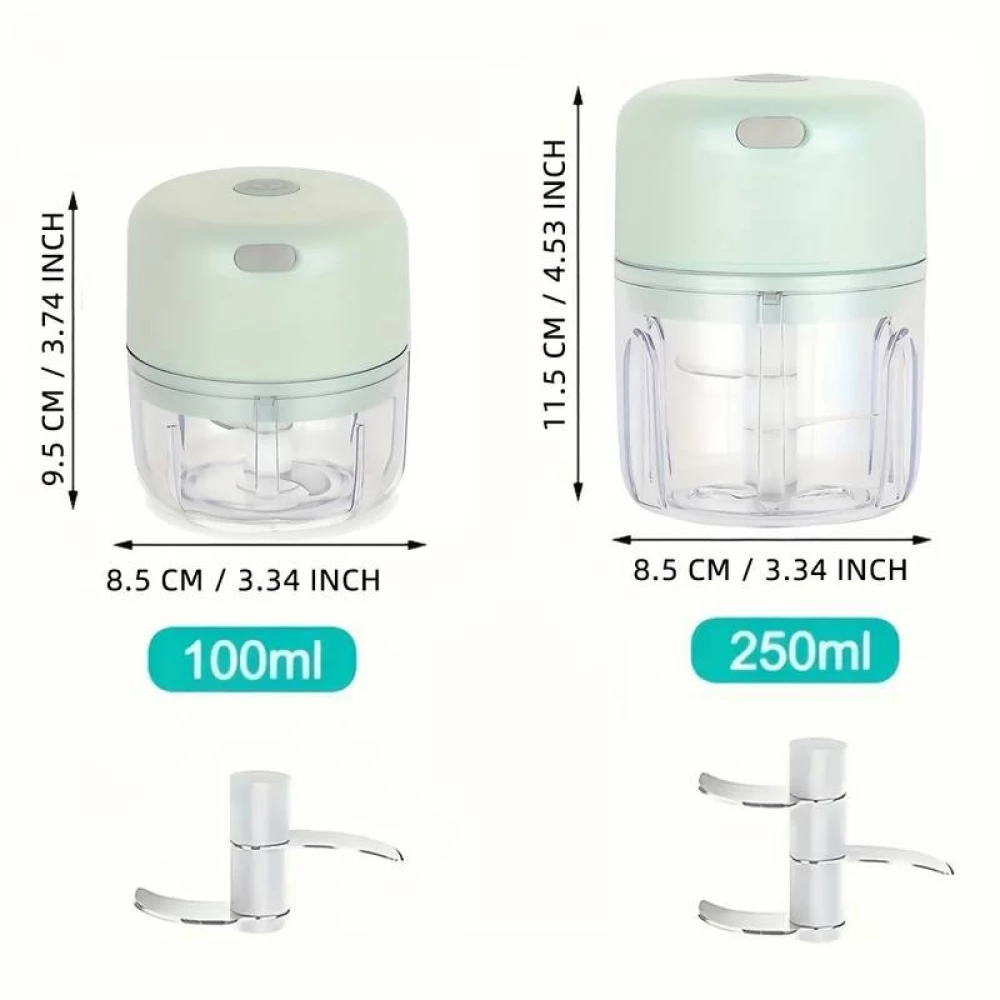 Robuster und langlebiger elektrischer Mini Fleischwolf 250ml USB - Zerkleinerer für Fleisch und Gemüse - Grün