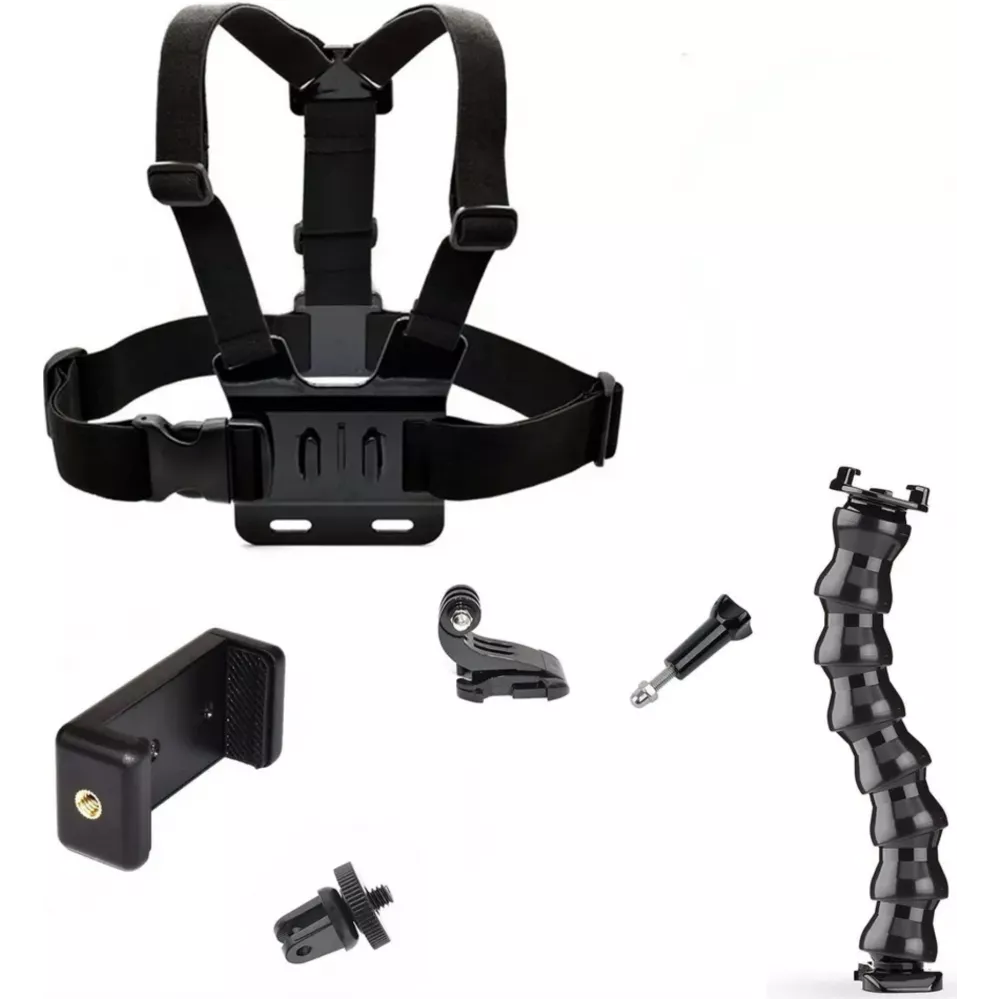 Universal Brustharnisch mit Smartphone- & GoPro Halterung FPV inkl. Haltearm - Schwarz