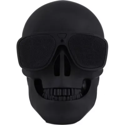 Haut-parleur Gothic tête de mort Bluetooth V3.0 avec batterie réchargable - Noir