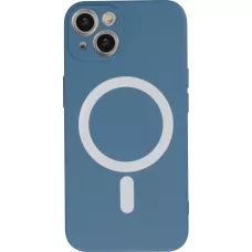 Housse iPhone 13 - Coque en silicone souple avec MagSafe et protection pour caméra - Bleu foncé