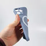 Housse iPhone 13 - Coque en silicone souple avec MagSafe et protection pour caméra - Bleu gris