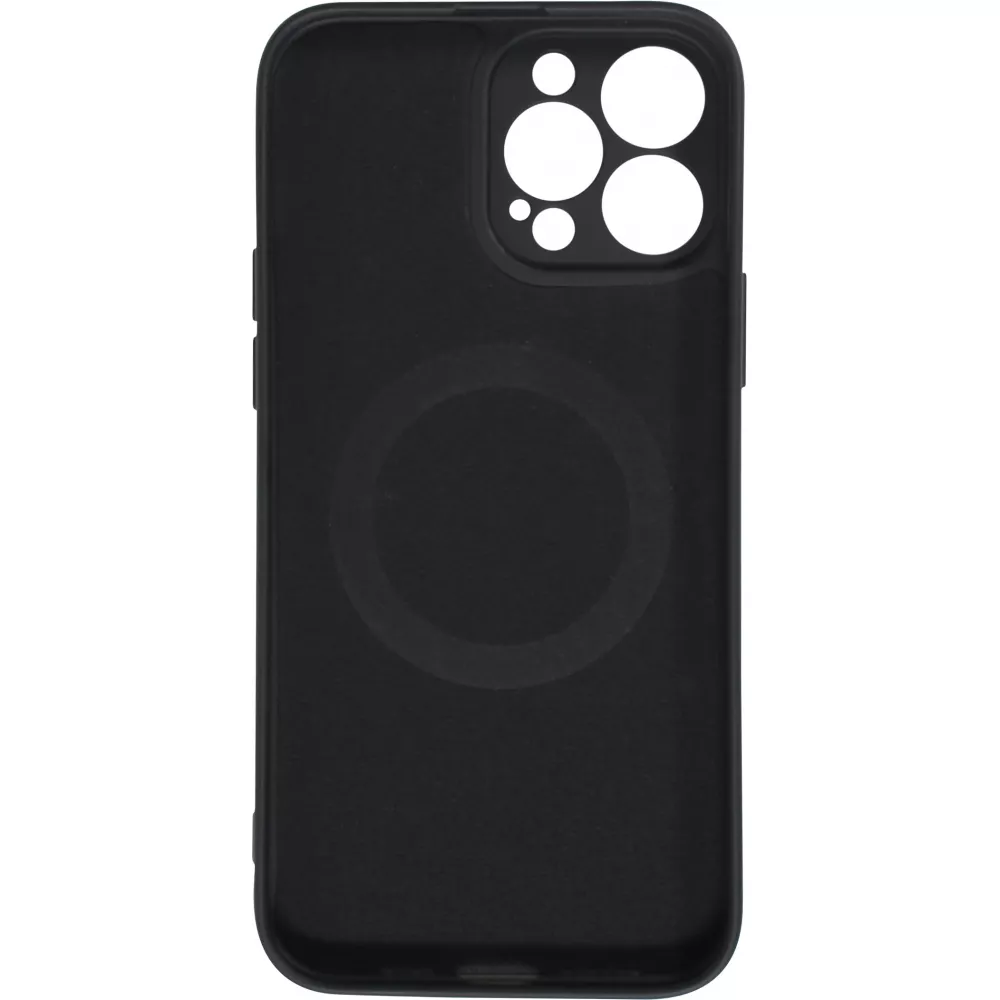iPhone 14 Pro Max Case Hülle - Soft-Shell silikon cover mit MagSafe und Kameraschutz - Schwarz