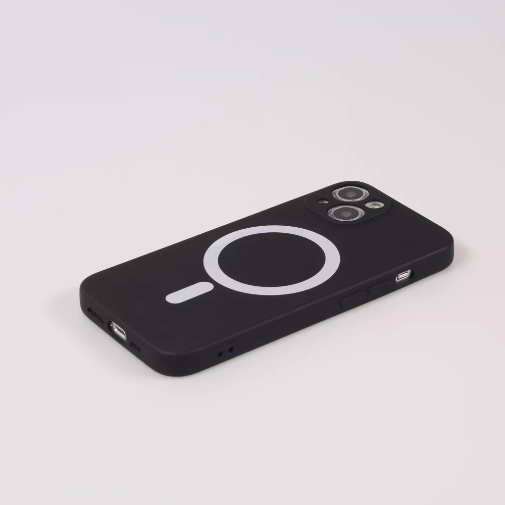 iPhone 14 Pro Max Case Hülle - Soft-Shell silikon cover mit MagSafe und Kameraschutz - Schwarz
