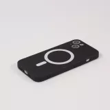 iPhone 14 Pro Max Case Hülle - Soft-Shell silikon cover mit MagSafe und Kameraschutz - Schwarz