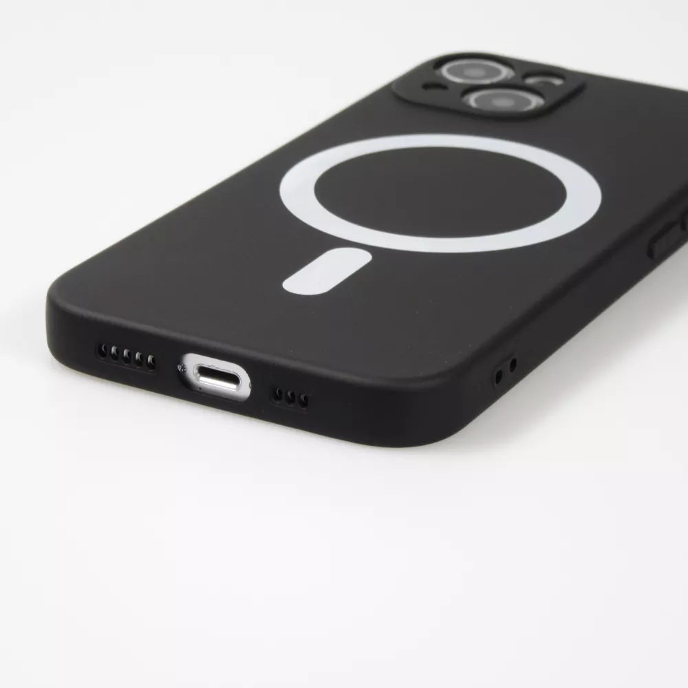 iPhone 14 Pro Max Case Hülle - Soft-Shell silikon cover mit MagSafe und Kameraschutz - Schwarz