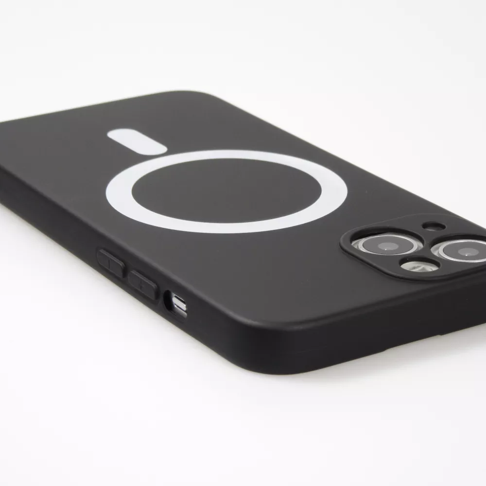 iPhone 14 Pro Max Case Hülle - Soft-Shell silikon cover mit MagSafe und Kameraschutz - Schwarz