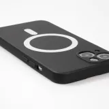 iPhone 14 Pro Max Case Hülle - Soft-Shell silikon cover mit MagSafe und Kameraschutz - Schwarz