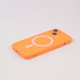 Housse iPhone 13 - Coque en silicone souple avec MagSafe et protection pour caméra - Orange
