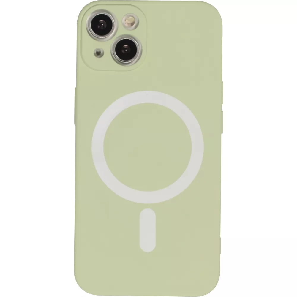 Housse iPhone 13 - Coque en silicone souple avec MagSafe et protection pour caméra - Vert