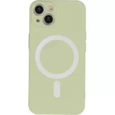 Housse iPhone 13 - Coque en silicone souple avec MagSafe et protection pour caméra - Vert