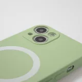 Housse iPhone 13 - Coque en silicone souple avec MagSafe et protection pour caméra - Vert