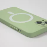 Housse iPhone 13 - Coque en silicone souple avec MagSafe et protection pour caméra - Vert