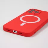 Housse iPhone 15 Pro Max - Coque en silicone souple avec MagSafe et protection pour caméra - Rouge