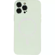 Housse iPhone 15 Pro Max - Coque en silicone souple avec MagSafe et protection pour caméra - Vert clair