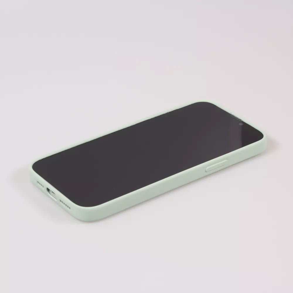 Housse iPhone 15 - Coque en silicone souple avec MagSafe et protection pour caméra - Vert clair