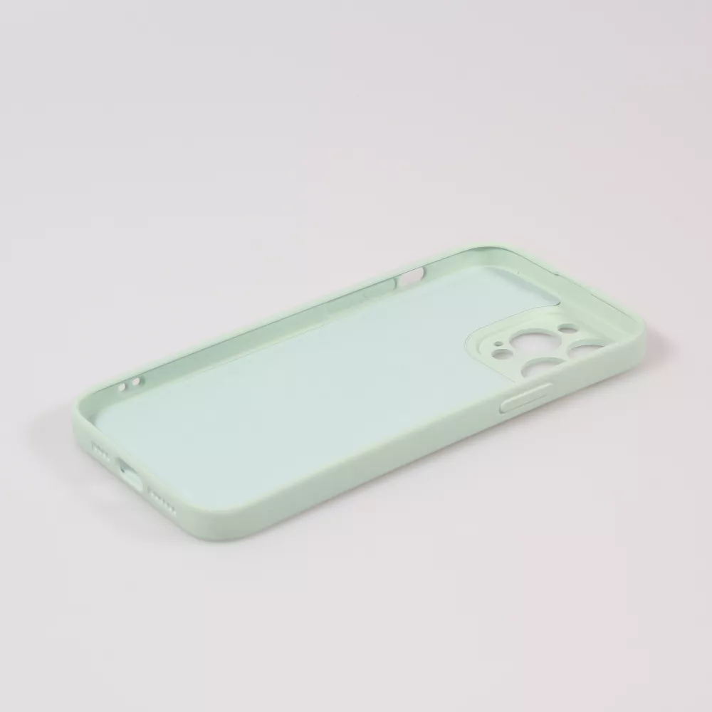 Housse iPhone 15 - Coque en silicone souple avec MagSafe et protection pour caméra - Vert clair