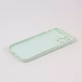 Housse iPhone 15 - Coque en silicone souple avec MagSafe et protection pour caméra - Vert clair