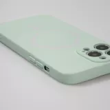 Housse iPhone 15 - Coque en silicone souple avec MagSafe et protection pour caméra - Vert clair