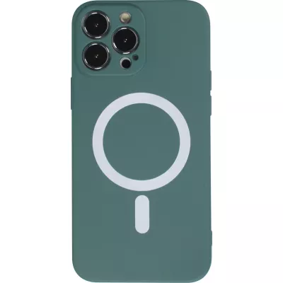 iPhone 13 Pro Case Hülle - Soft-Shell silikon cover mit MagSafe und Kameraschutz - Dunkelgrün