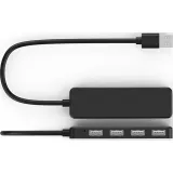 4-Port USB Hub Highspeed Multiport extra flach 4x USB-A / PC / Laptop / TV Multistecker - Schwarz