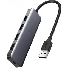 Hub USB Ugreen 4x USB3.2 haute performance transfert rapide 5Gbps avec connecteur d'alimentation micro USB - Gris