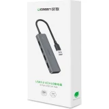 Hub USB Ugreen 4x USB3.2 haute performance transfert rapide 5Gbps avec connecteur d'alimentation micro USB - Gris