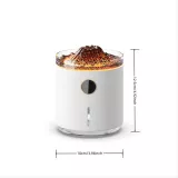 Humidificateur Volcan-Flame diffuseur d'arômes avec affichage digital & flamme LED - Blanc