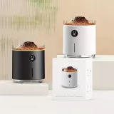 Luftbefeuchter Vulkan Flame Aroma Diffusor mit Digitalanzeige & LED Flamme - Schwarz