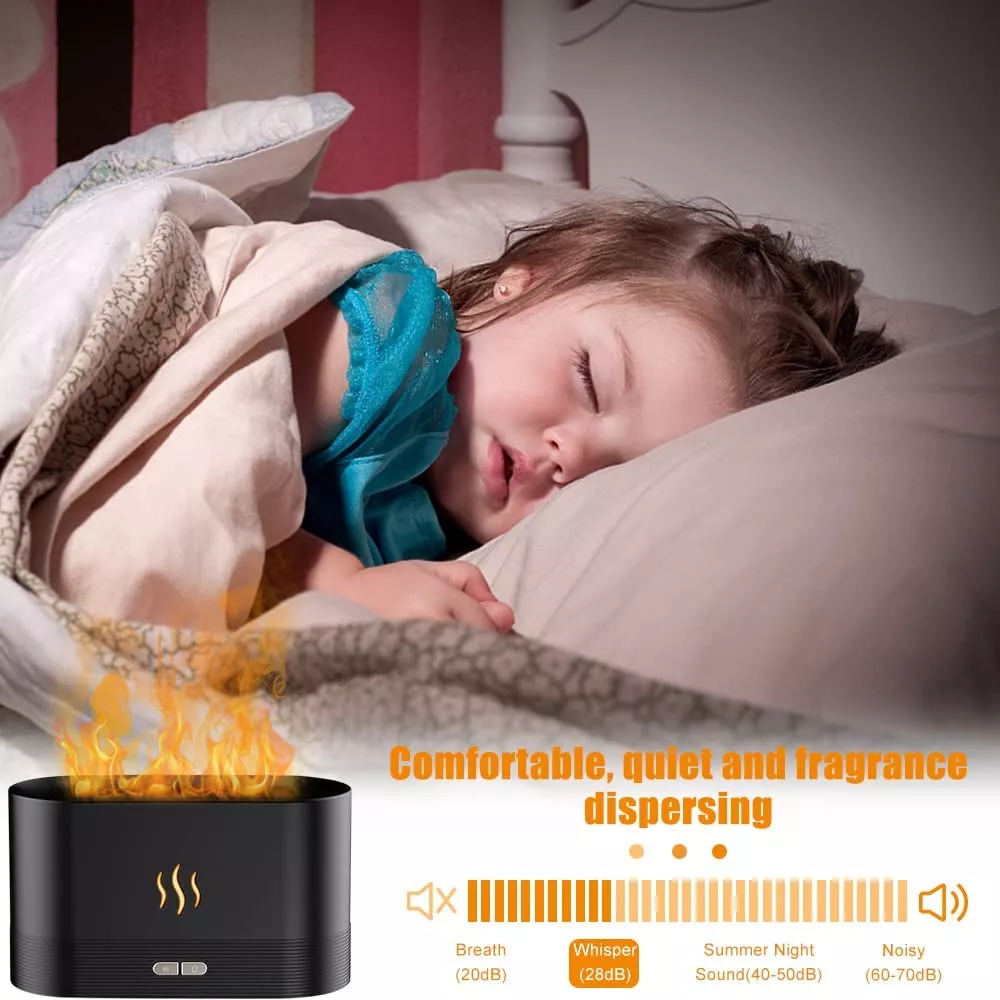 Humidificateur cheminée vapeur effet feu LED - Blanc